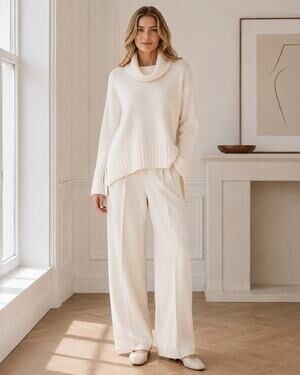 NWOT NakedCashmere 100% Cashmere Ivory Turtleneck Oversized Sweater Size M